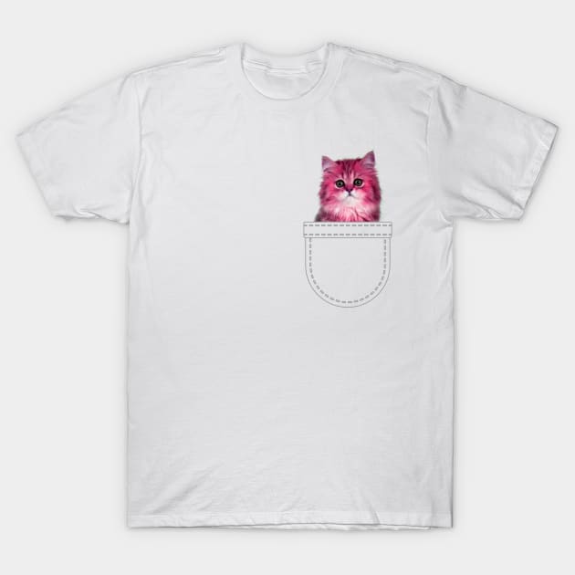Pink kitten in pocket T-Shirt by Shirt Vibin